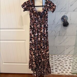 Miami Black and Pink Floral Maxi Dress